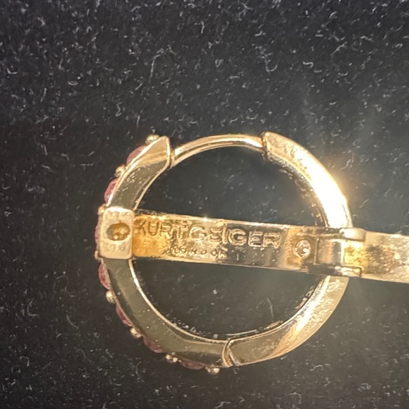 Kurt Geiger Gold Earrings with Pink Accents - Picture 6 of 6